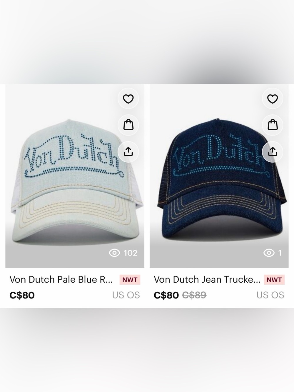 Von Dutch Trucker Hat BUNDLE - Light Blue & Dark Blue